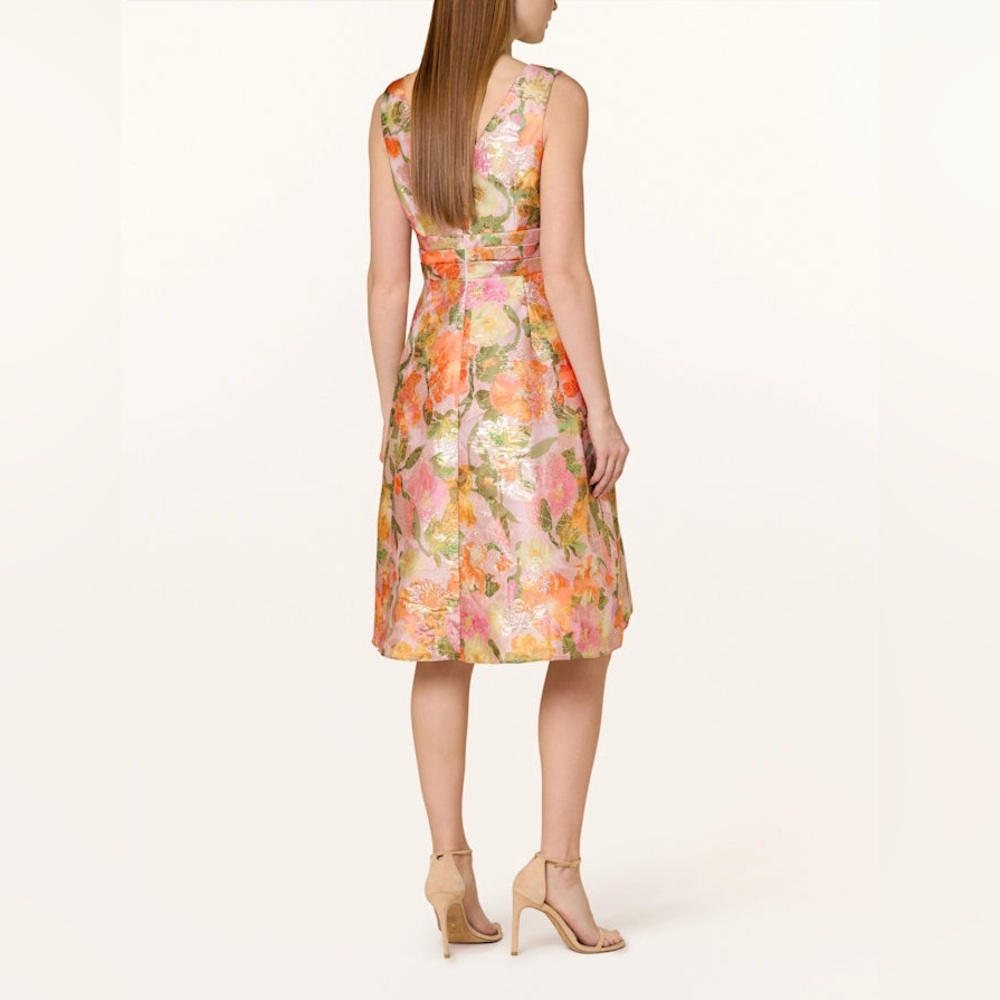 NWT Adrianna Papell Multi Floral Jacquard Midi Dress Sz 6 - Picture 3 of 16